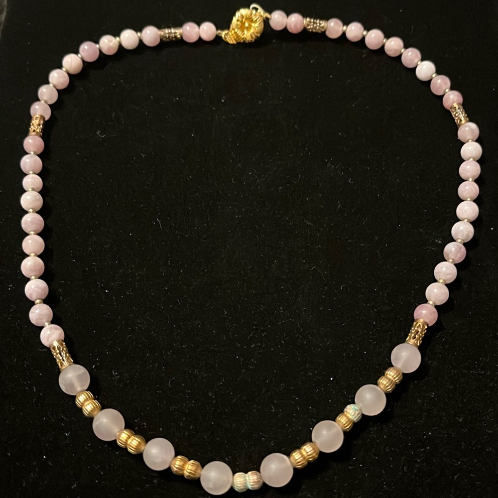 Lavender, Purple, & Gold Beaded 19” Necklace